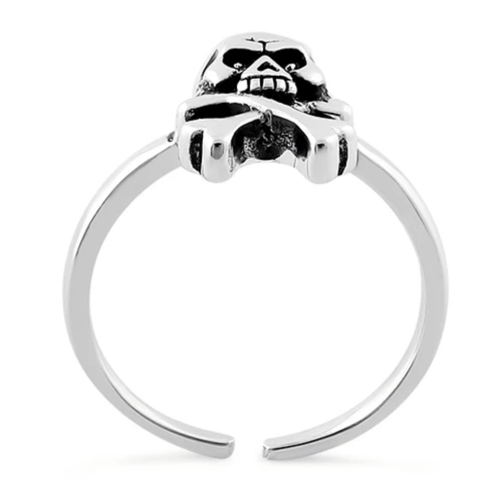 -Sterling Silver Skull Toe Ring - Picture 4 of 7